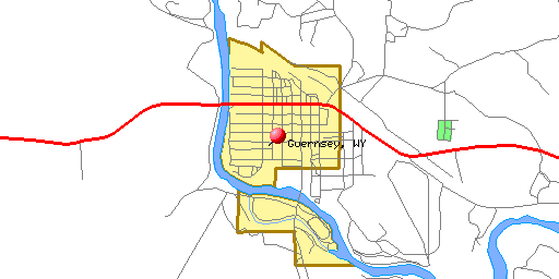 Map of Guernsey, WY