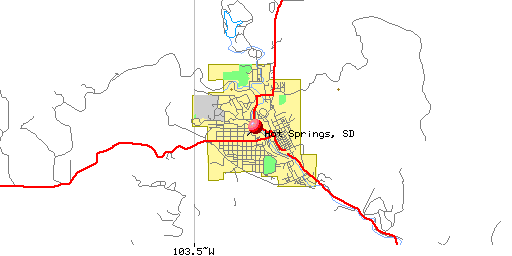 Map of Hot Springs, SD