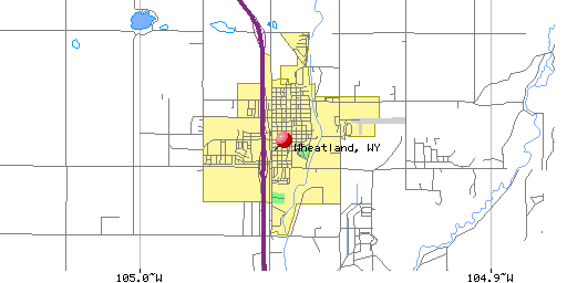 Map of Wheatland, WY